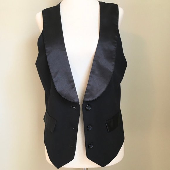 Speechless Tops - Satin Trimmed Tuxedo Vest, Black, Jrs XL